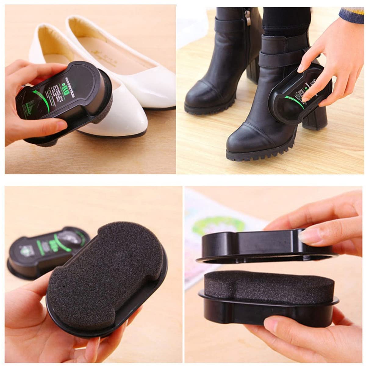 Shoes Wax Polish Double-Sided Shine Sponge Shoe Cleaner, Quick Cleaning Leather Shoes Cleaner Leather Polishing Waterless Liquid Wax Shoe Polishing.