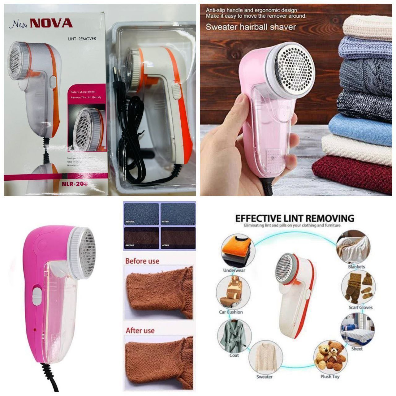 NOVA Electric Lint Remover & Sweater Hairball Shaver – Fabric & Clothes Cleaner
